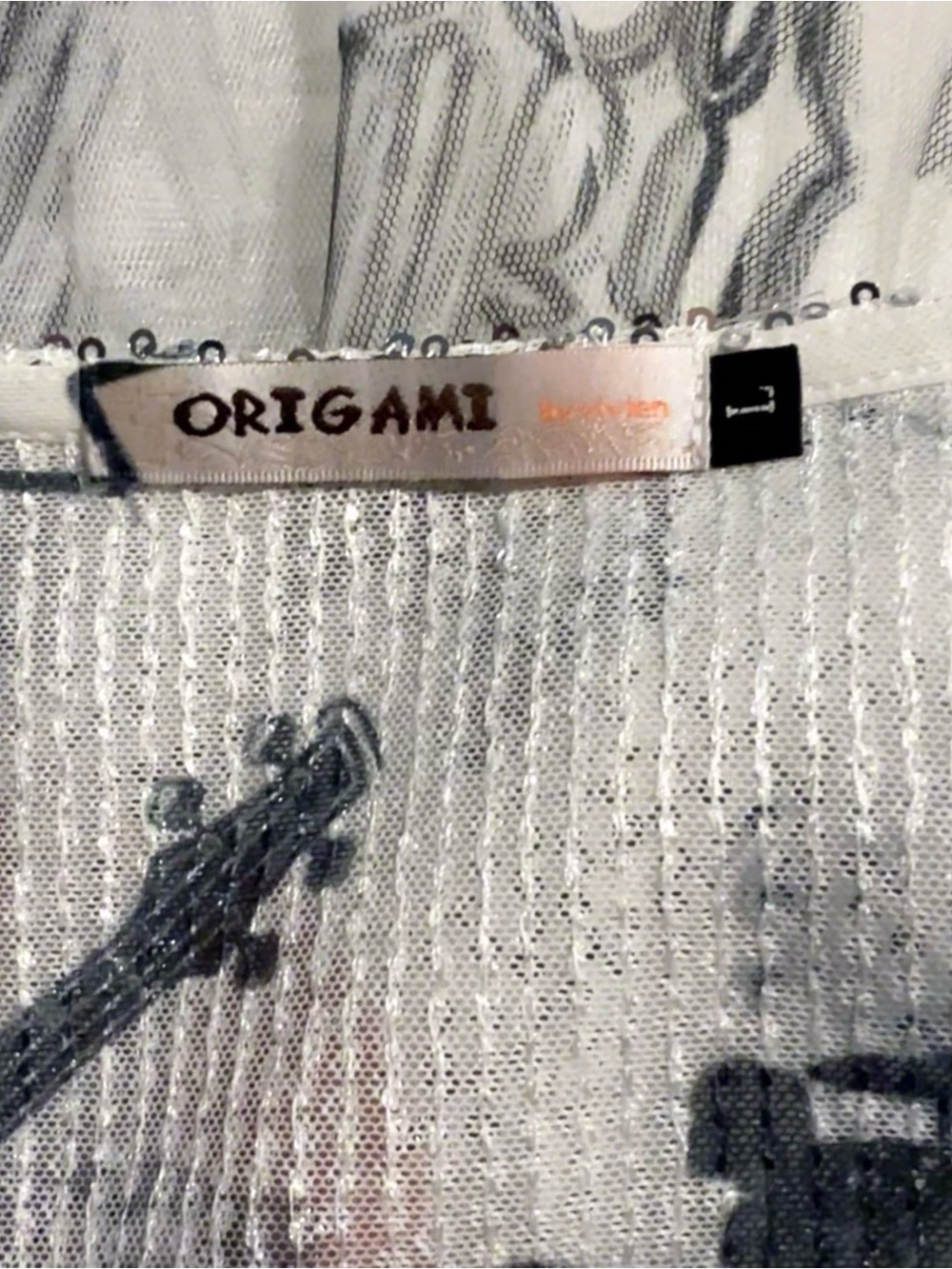 🆕 Origami Designer Rock & Roll White Silver Red Sequin SheerTulle Long Duster - Picture 9 of 10